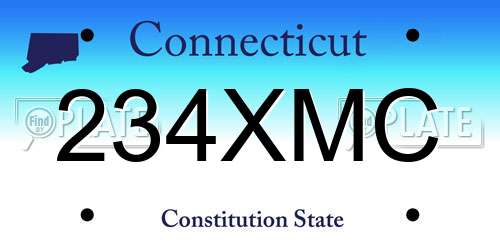 234XMC Connecticut License Plate
