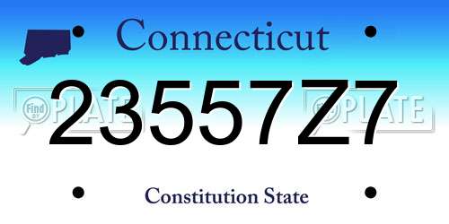 23557Z7 Connecticut License Plate