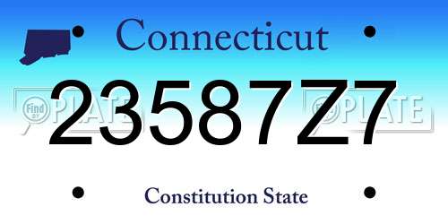 23587Z7 Connecticut License Plate
