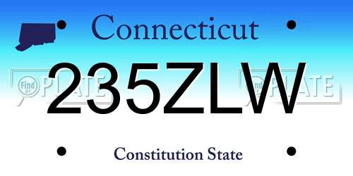 235ZLW Connecticut License Plate