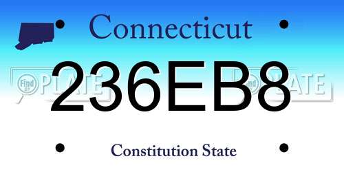 236EB8 Connecticut License Plate