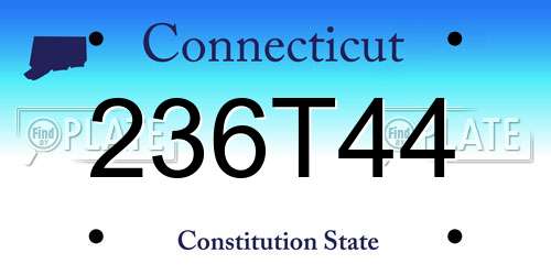 236T44 Connecticut License Plate