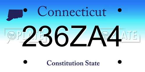 236ZA4 Connecticut License Plate
