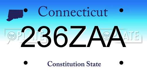 236ZAA Connecticut License Plate
