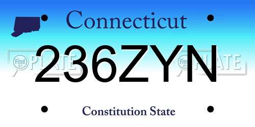 236ZYN Connecticut License Plate