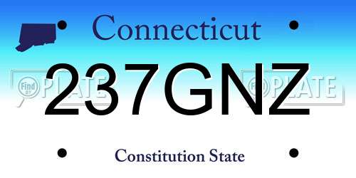 237GNZ Connecticut License Plate