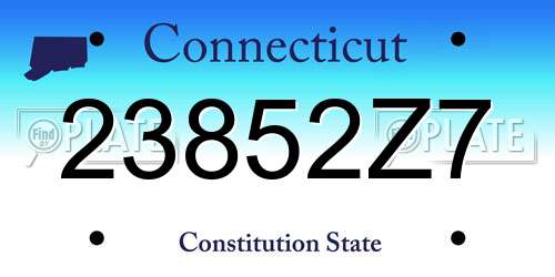 23852Z7 Connecticut License Plate