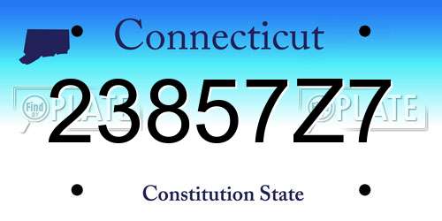 23857Z7 Connecticut License Plate