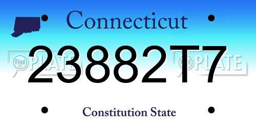 23882T7 Connecticut License Plate