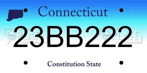 23BB222 Connecticut License Plate