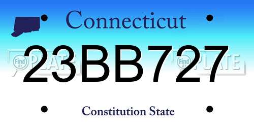 23BB727 Connecticut License Plate