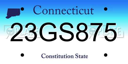 23GS875 Connecticut License Plate
