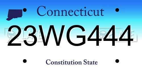 23WG444 Connecticut License Plate