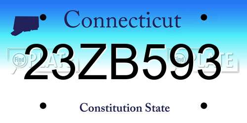 23ZB593 Connecticut License Plate