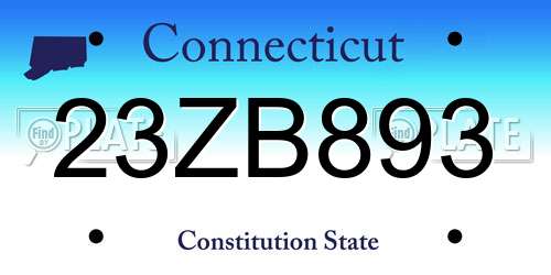23ZB893 Connecticut License Plate