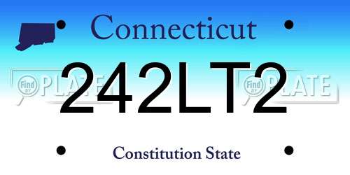 242LT2 Connecticut License Plate