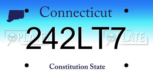 242LT7 Connecticut License Plate