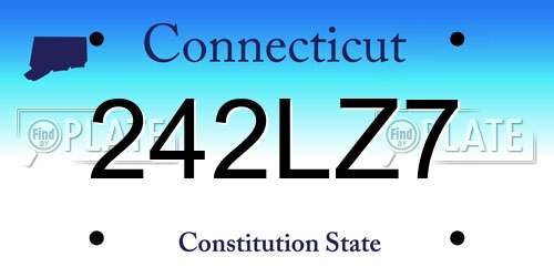 242LZ7 Connecticut License Plate