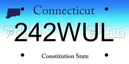 242WUL Connecticut License Plate