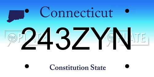 243ZYN Connecticut License Plate