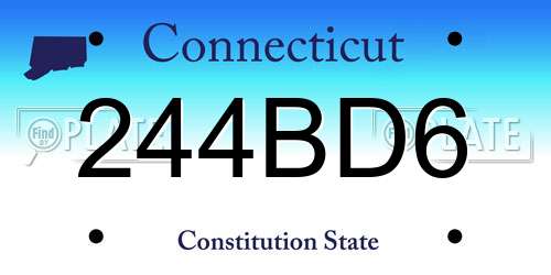 244BD6 Connecticut License Plate