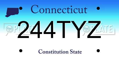244TYZ Connecticut License Plate