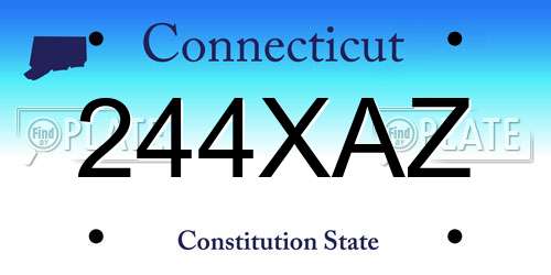 244XAZ Connecticut License Plate