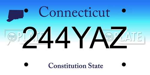 244YAZ Connecticut License Plate