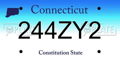 244ZY2 Connecticut License Plate