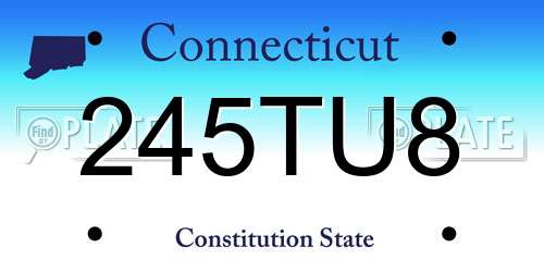 245TU8 Connecticut License Plate