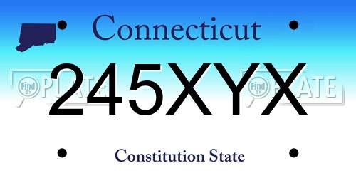 245XYX Connecticut License Plate