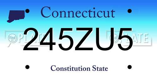 245ZU5 Connecticut License Plate
