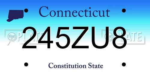 245ZU8 Connecticut License Plate