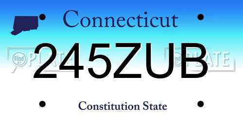 245ZUB Connecticut License Plate