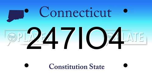 247IO4 Connecticut License Plate