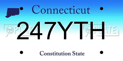 247YTH Connecticut License Plate