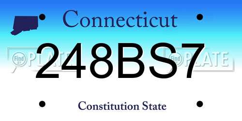 248BS7 Connecticut License Plate