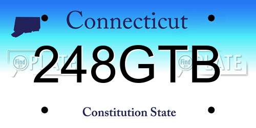 248GTB Connecticut License Plate