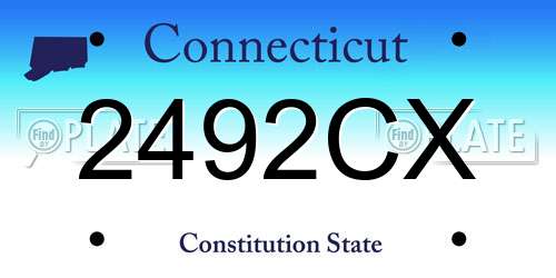 2492CX Connecticut License Plate