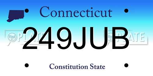 249JUB Connecticut License Plate