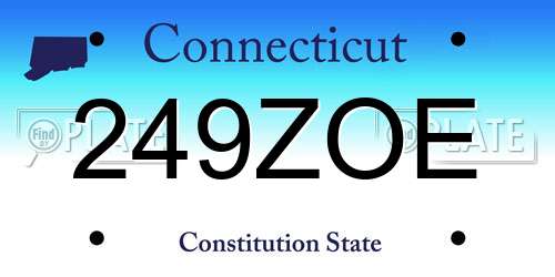 249ZOE Connecticut License Plate