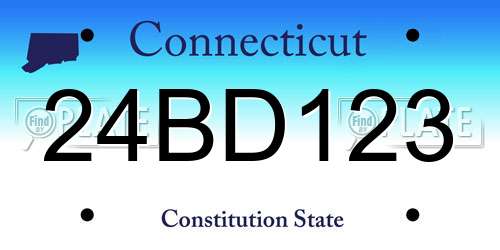 24BD123 Connecticut License Plate