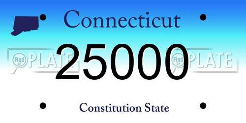 25000 Connecticut License Plate