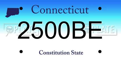 2500BE Connecticut License Plate