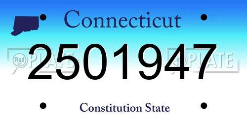 2501947 Connecticut License Plate