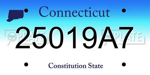 25019A7 Connecticut License Plate