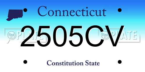 2505CV Connecticut License Plate