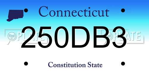 250DB3 Connecticut License Plate