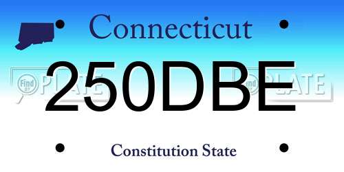 250DBE Connecticut License Plate