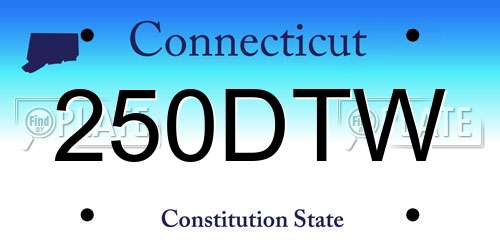 250DTW Connecticut License Plate